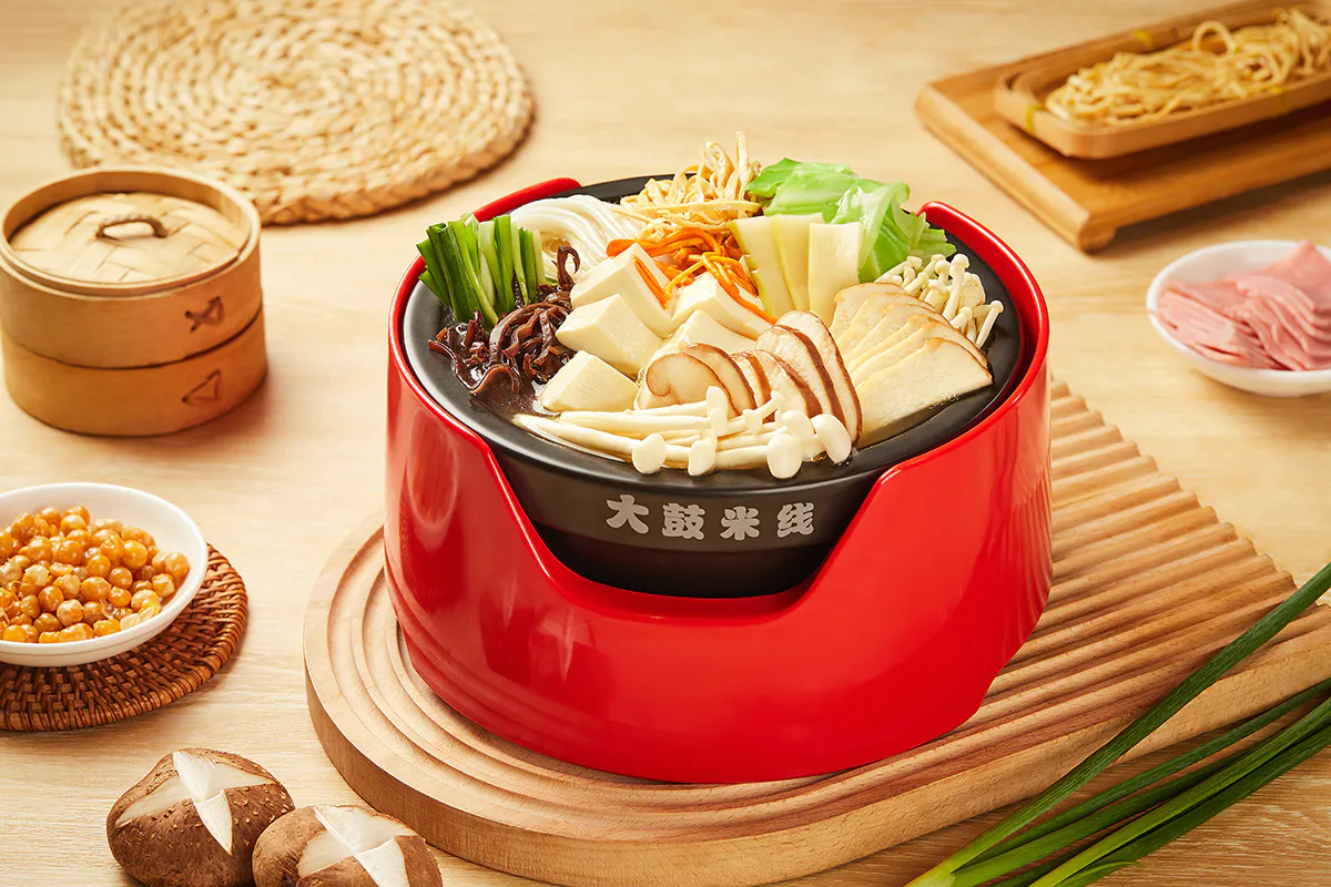 Healthy noodle soup with assorted wild mushrooms at Dagu Rice Noodle, a Chinese Rice Noodles Restaurant in Blaine